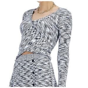 INC Marled Stretchy Crop Wrap Sweater in Space Dye Indigo Sz LG/NWT $69 MSRP